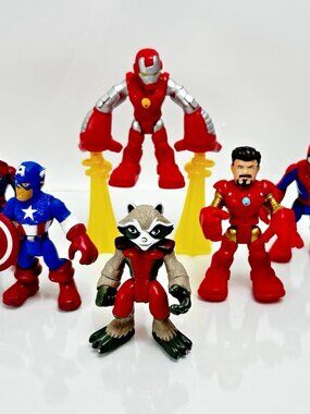 Marvel Playskool Super Hero Adventures Lot Rocket Raccoon Spider-Man Iron Man